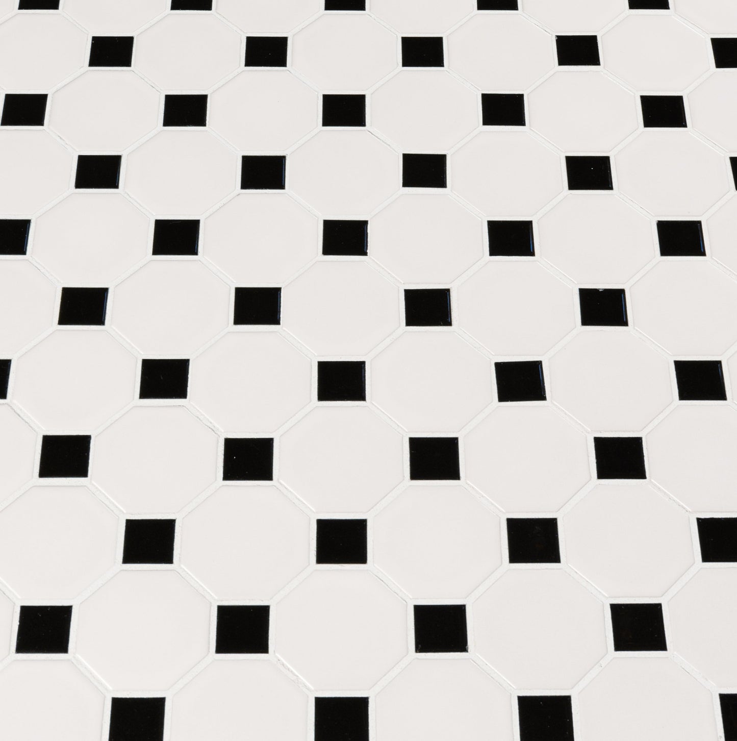 Black and White Octagon 11.61"x11.61" Matte Porcelain Mosaic Tile - MSI Collection