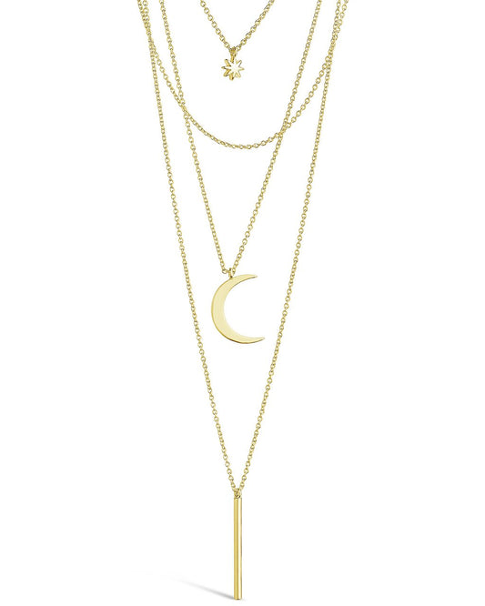 Crescent & Bar Multi Layer Necklace