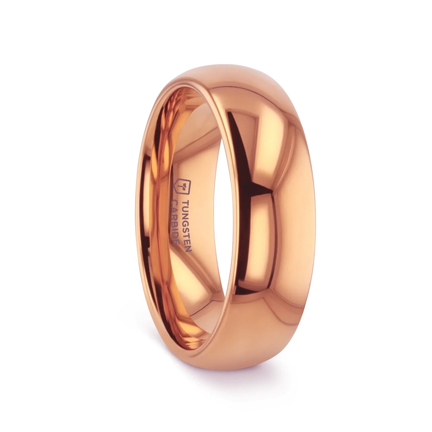 SOL Traditional Domed Rose Gold–Plated Tungsten Carbide Wedding Ring, 4mm–8mm