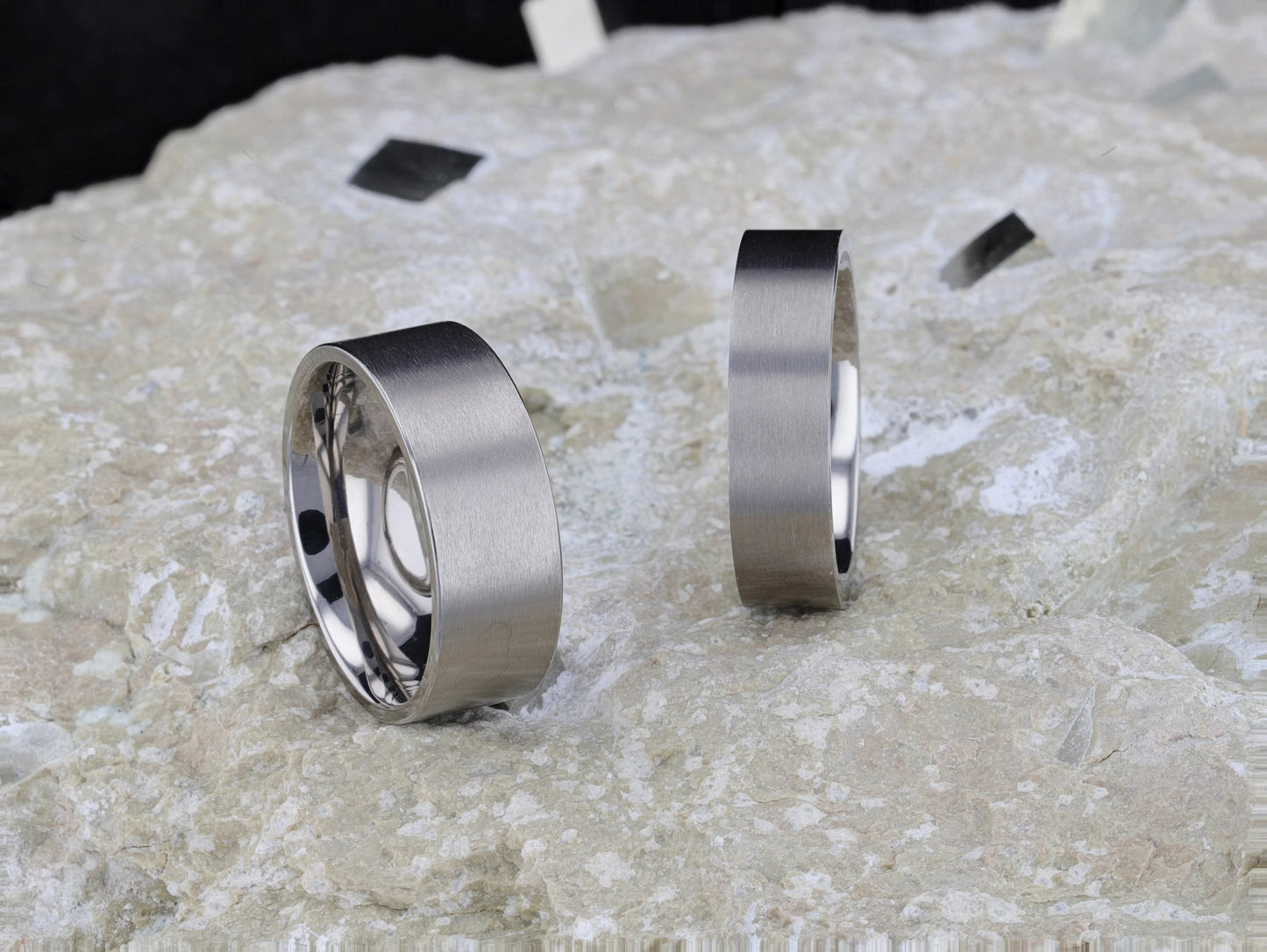 SOLAR Flat Profile Brushed Finish Men’s Titanium Wedding Band – 6mm & 8mm