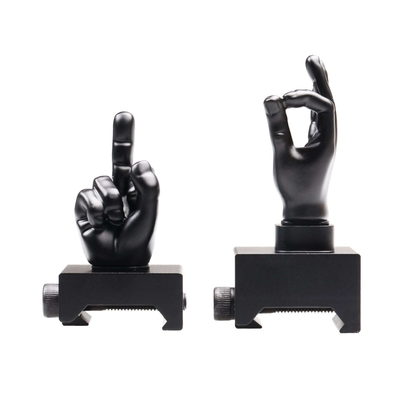 Black Color Novelty Finger Iron Sight Set - Straight (Middle Finger & OK Hand)