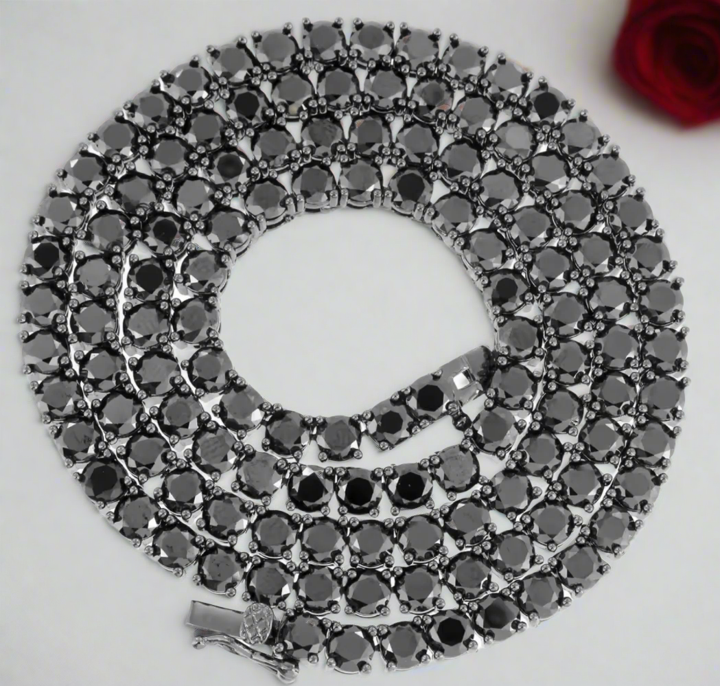 5mm Black Diamond Unisex Gothic Necklace