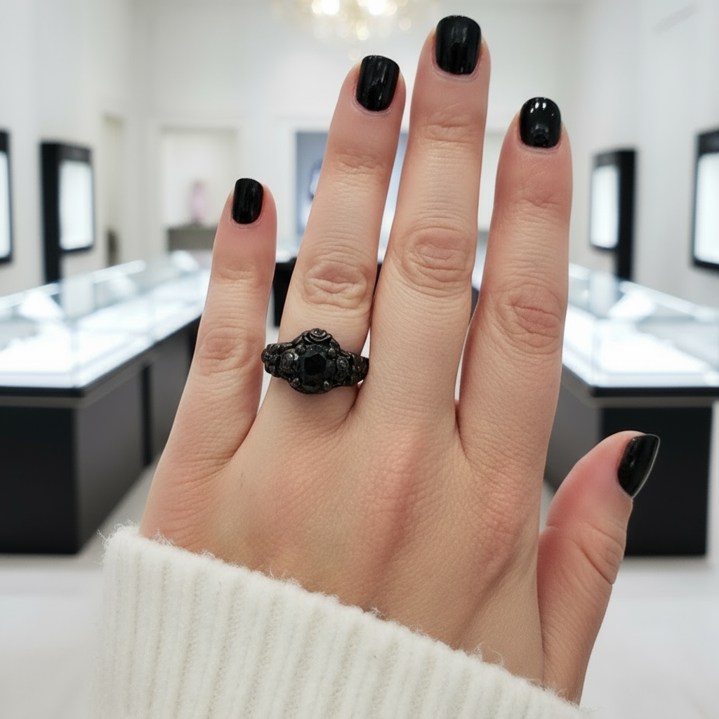 Together Forever- 1.25 Carat Black Diamond Gothic Ring Set