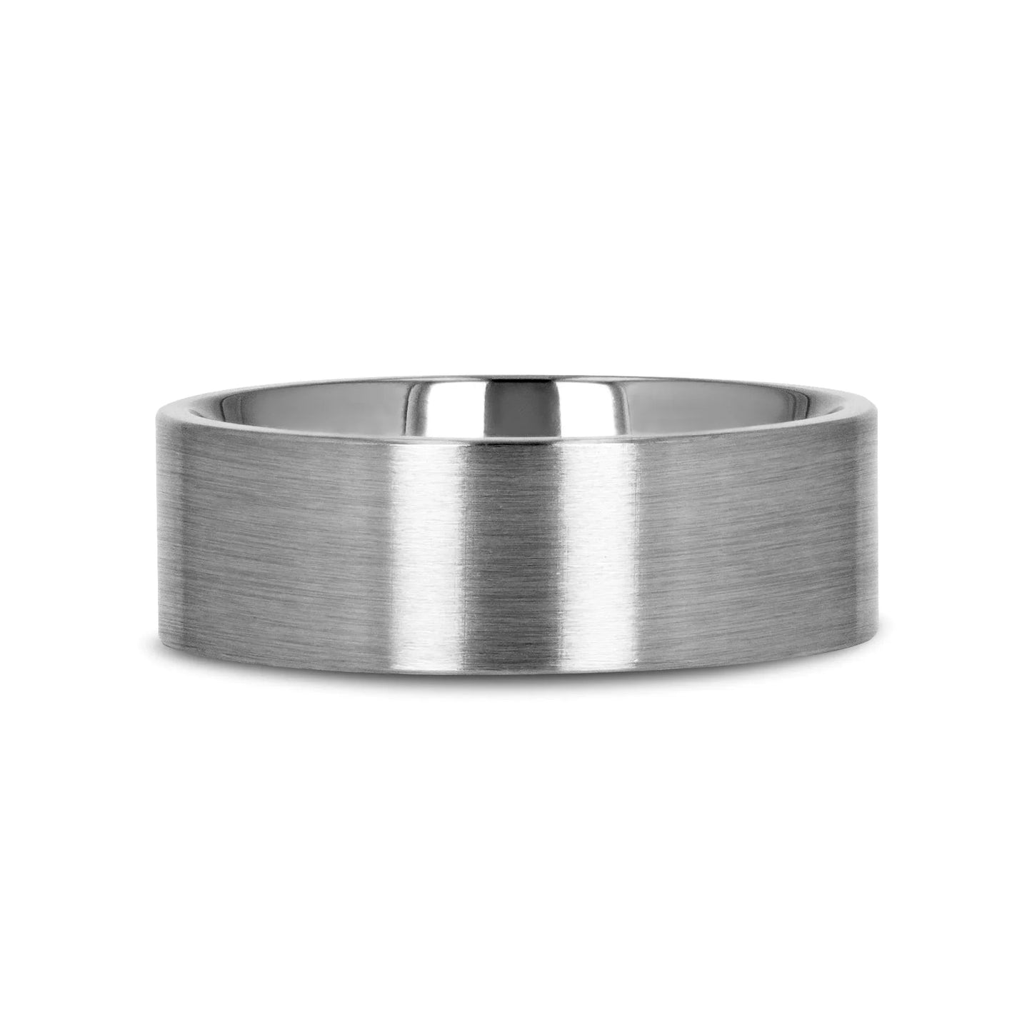 SOLAR Flat Profile Brushed Finish Men’s Titanium Wedding Band – 6mm & 8mm