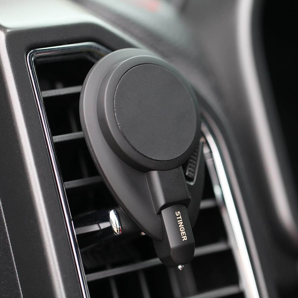 Stinger Car Vent Mount Magnetic Phone Holder Emergency Tool (Black)