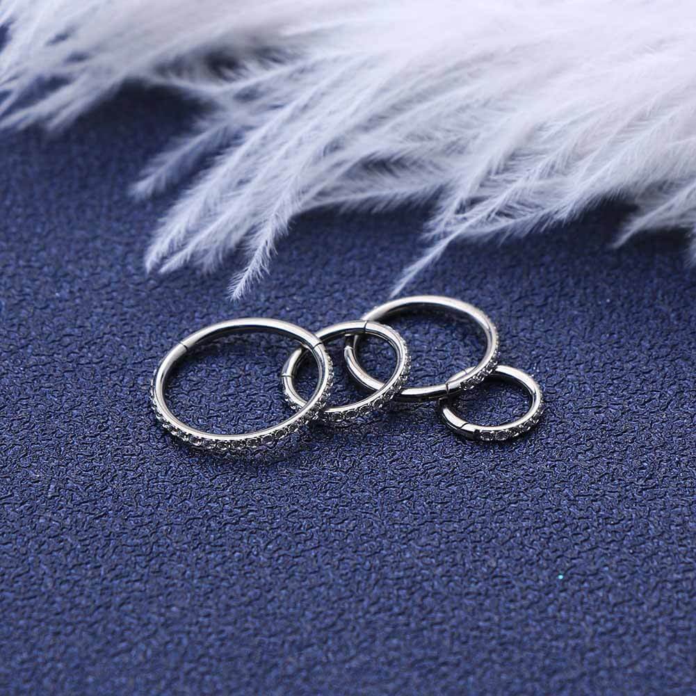 16G CZ Segment Titanium Cartilage Hoop