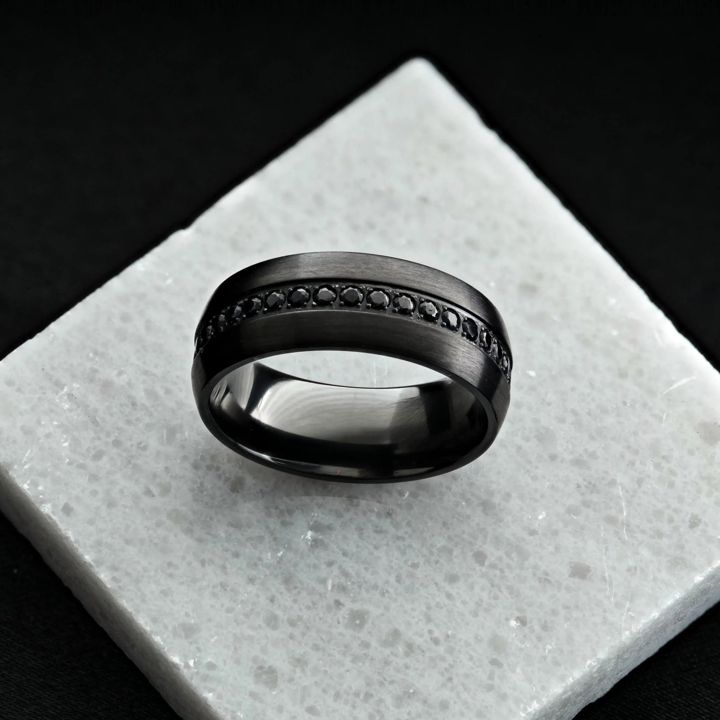 TALON Black Titanium Ring with Black Sapphires - 6mm - 8mm