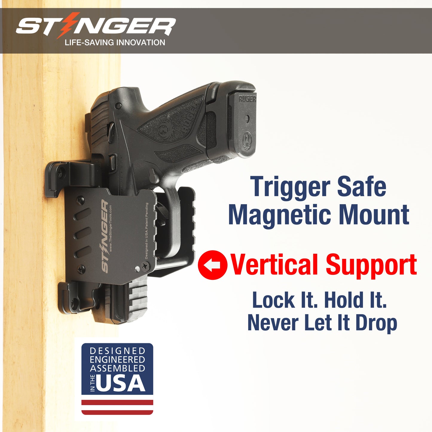 Stinger TRIGGER SAFE Magnet Gun Mount (T1) w/ Safety Trigger Guard Protection