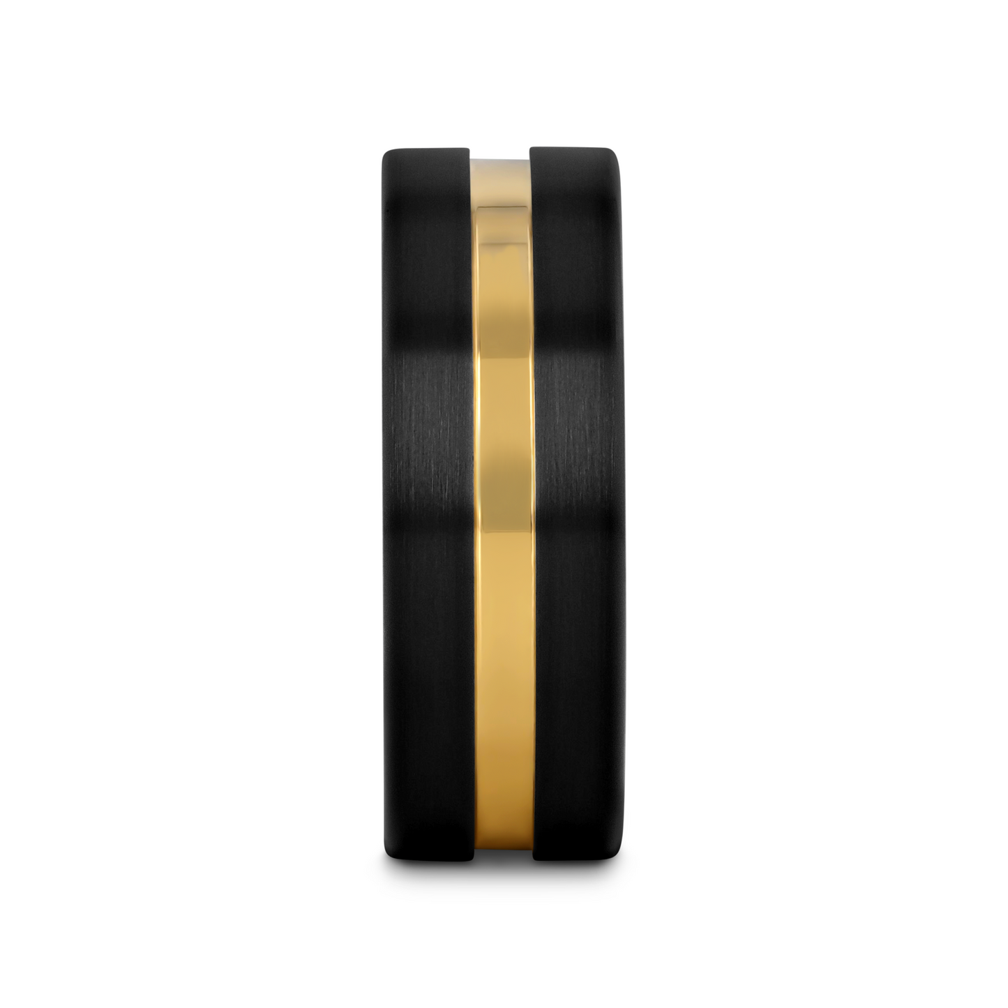 VIVALDI Black Ceramic Wedding Band With Yellow Gold Groove - 4mm - 8mm