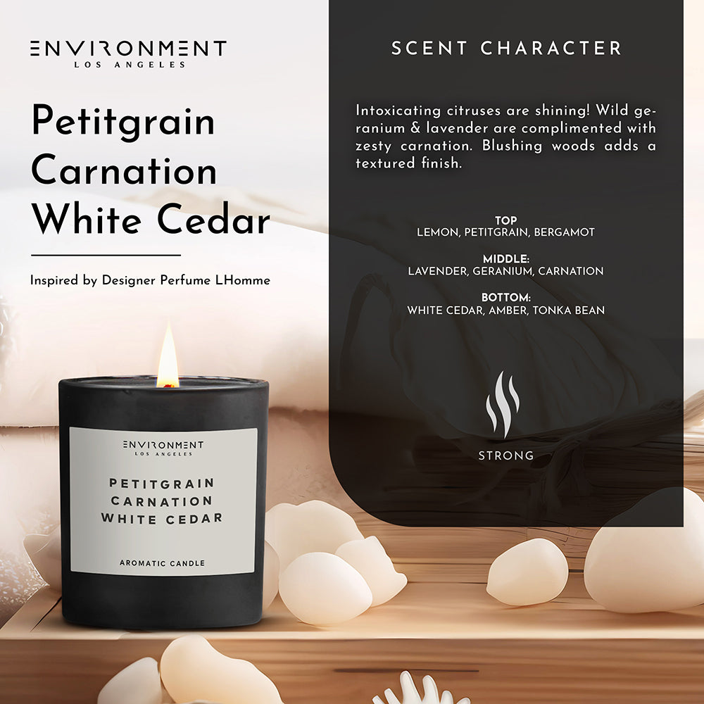 8oz Petitgrain | Carnation | White Cedar Candle (Inspired by YSL L'Homme®)