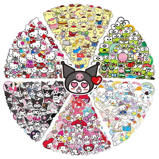 50pcs Sanrio Cartoon Stickers - Hello Kitty, Kuromi, My Melody