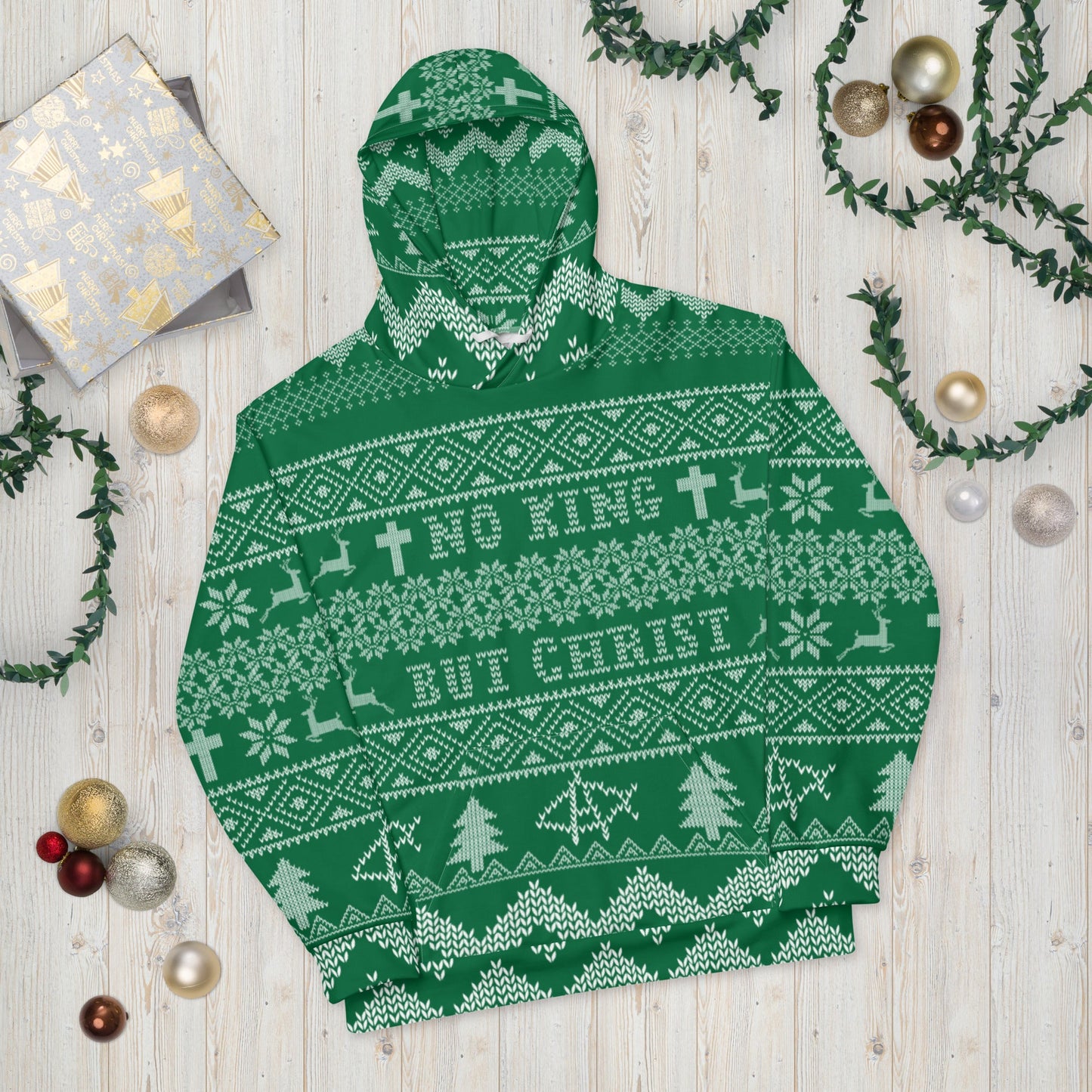 AnarchoChristian No King but Christ Unisex Ugly Christmas Sweater Hoodie