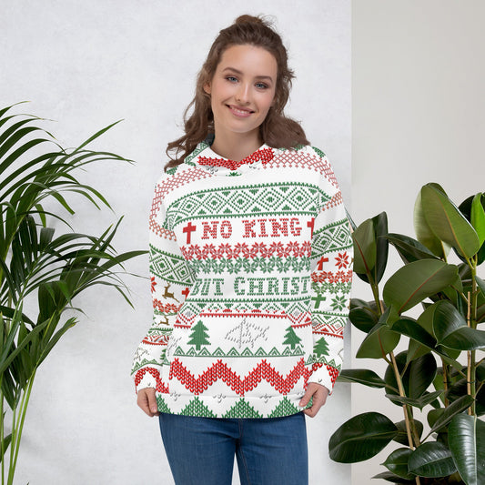 AnarchoChristian No King but Christ Unisex Ugly Christmas Sweater Hoodie
