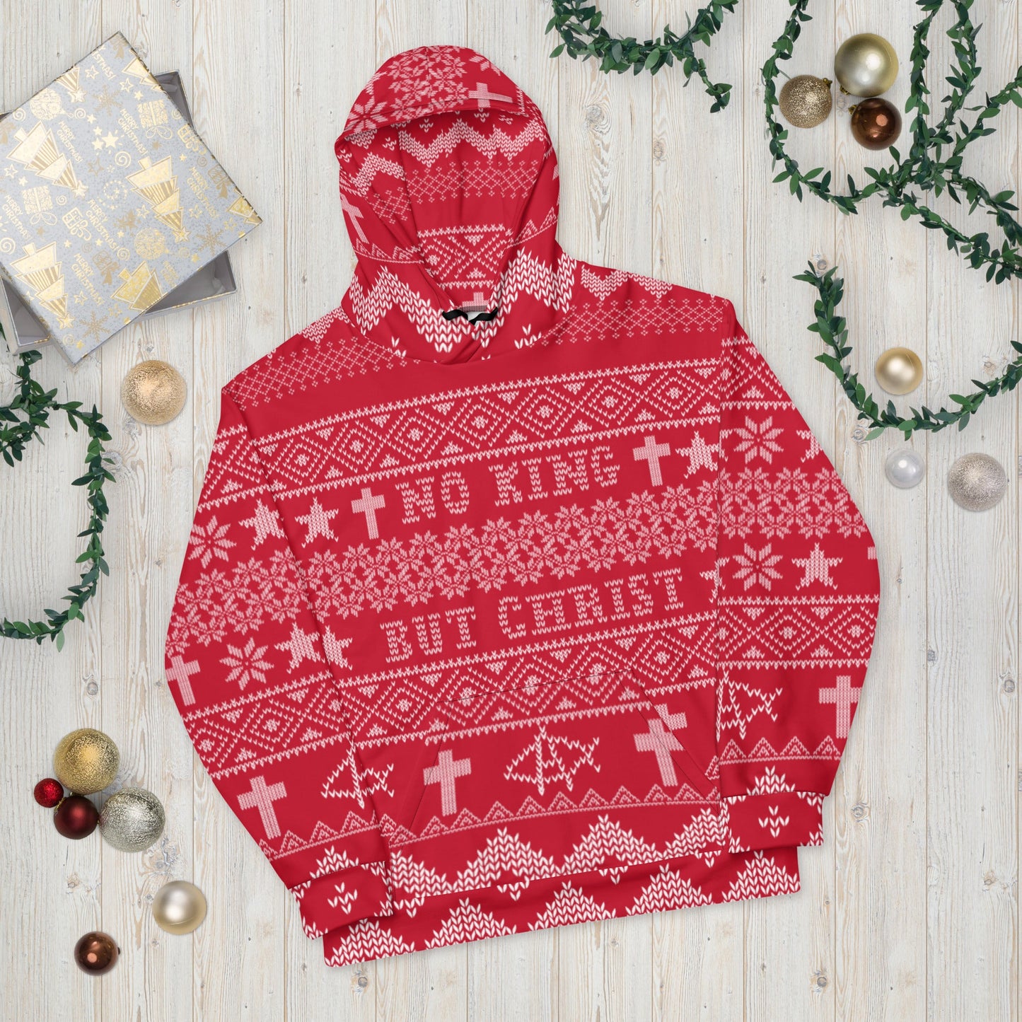 AnarchoChristian No King but Christ Unisex Ugly Christmas Sweater Hoodie