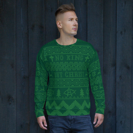 AnarchoChristian No King but Christ Unisex Ugly Christmas Sweater