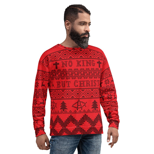 AnarchoChristian No King but Christ Unisex Ugly Christmas Sweater