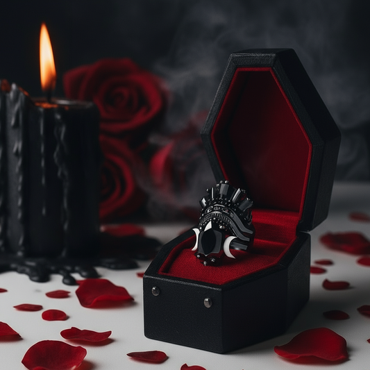 Always and Forever Promise Rings - Oval Cut Diamond Gothic Bridal Set in 14K Rose Gold