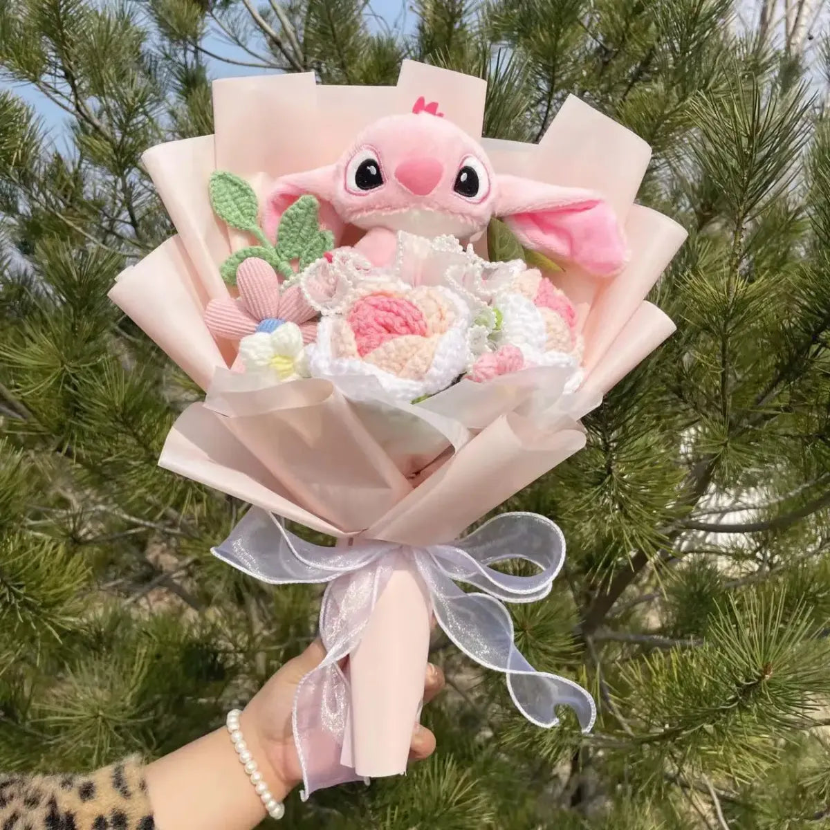 Stitch & Angel Plush Bouquet – Handmade Gift for Valentine’s & Holiday