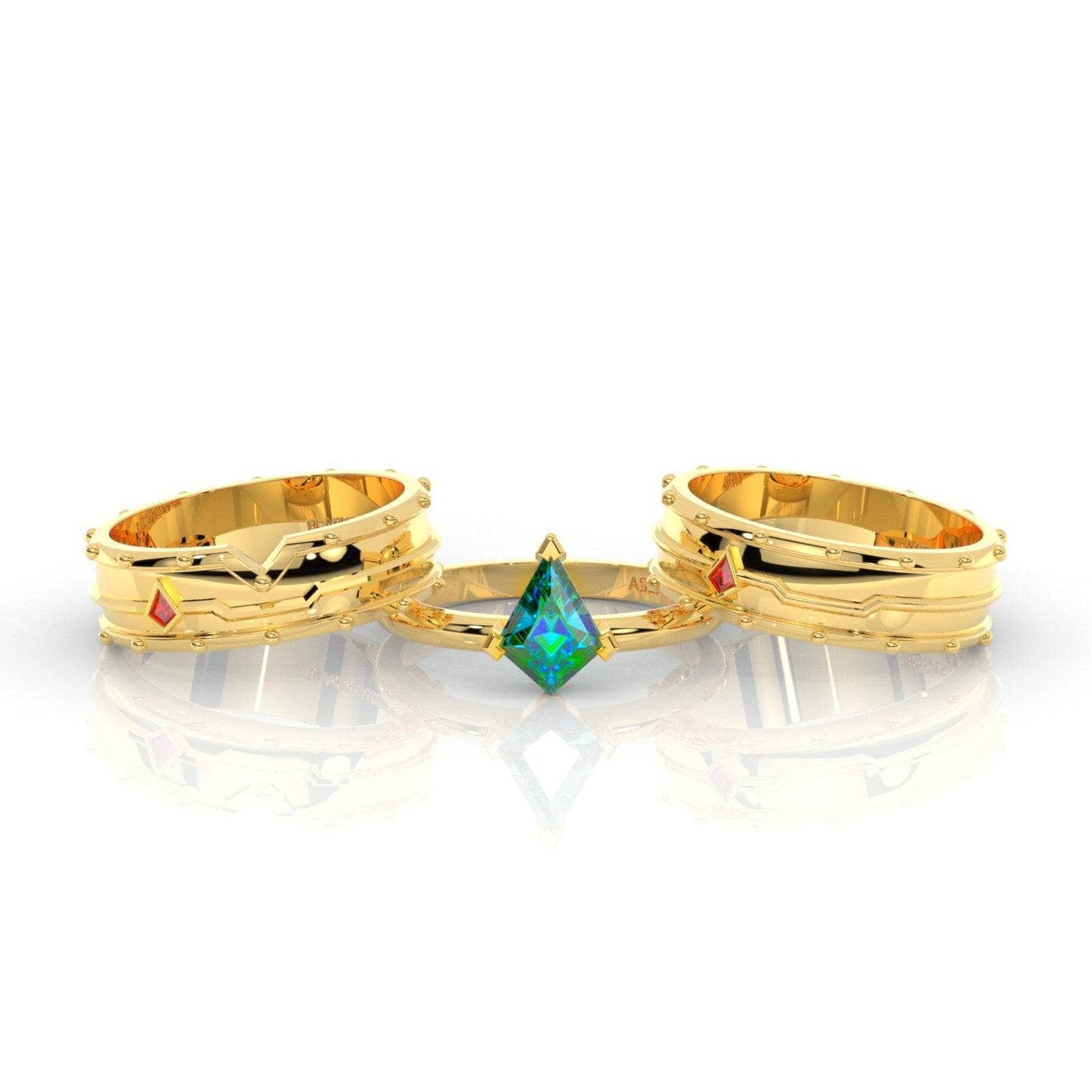 Assasin's Promise Ring Set (Women)- 14k Yellow Gold Video Game Inspired Rings