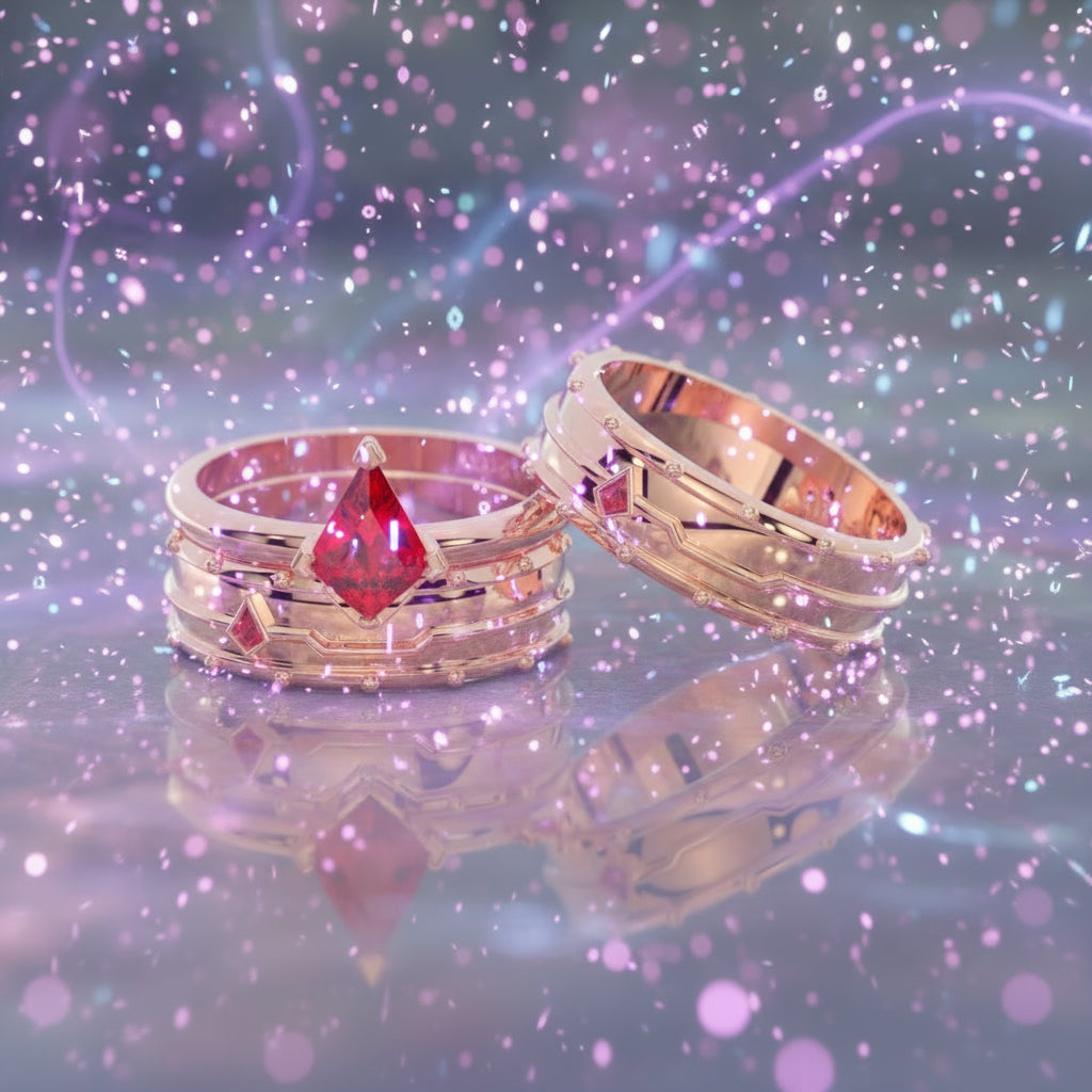 Assassin's Promise Ring Set (Women)- 14k Yellow Gold Video Game Inspired Rings