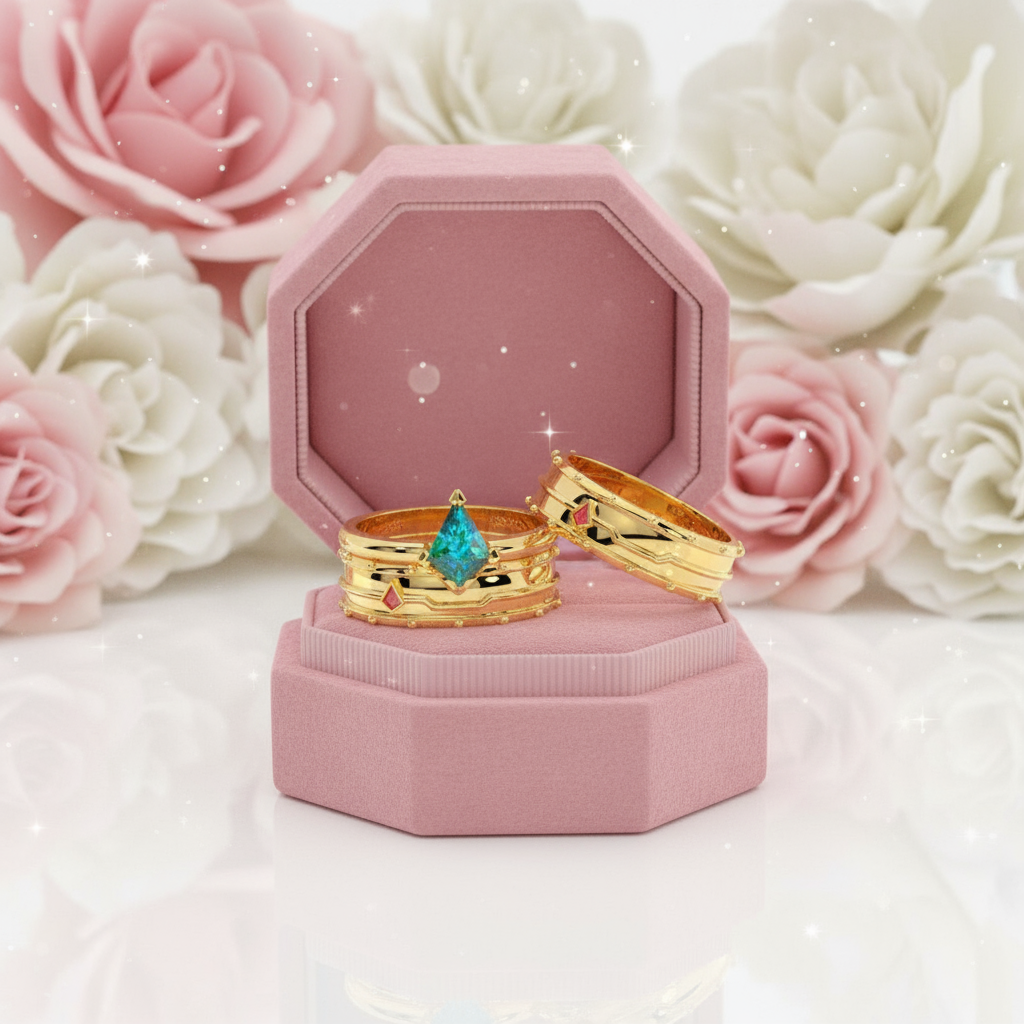 Assassin's Promise Ring Set (Women)- 14k Yellow Gold Video Game Inspired Rings