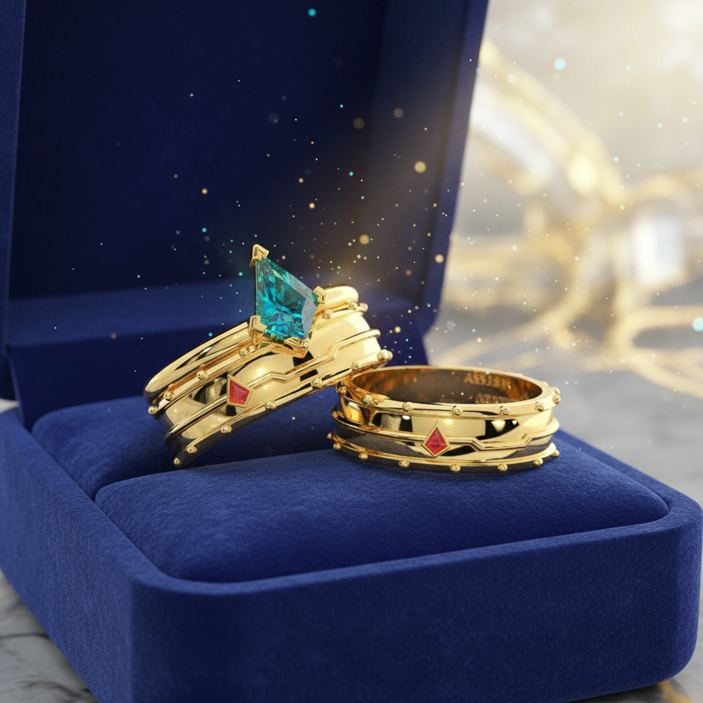 Assasin's Promise Ring Band (Unisex)- 14k Yellow Gold Video Game Inspired Rings