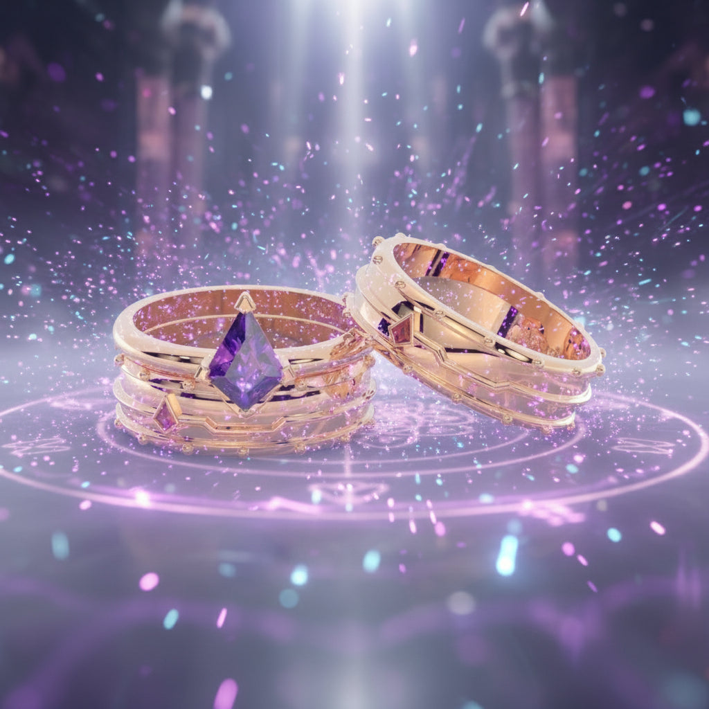 Assassin's Promise Ring Set (Women)- 14k Yellow Gold Video Game Inspired Rings