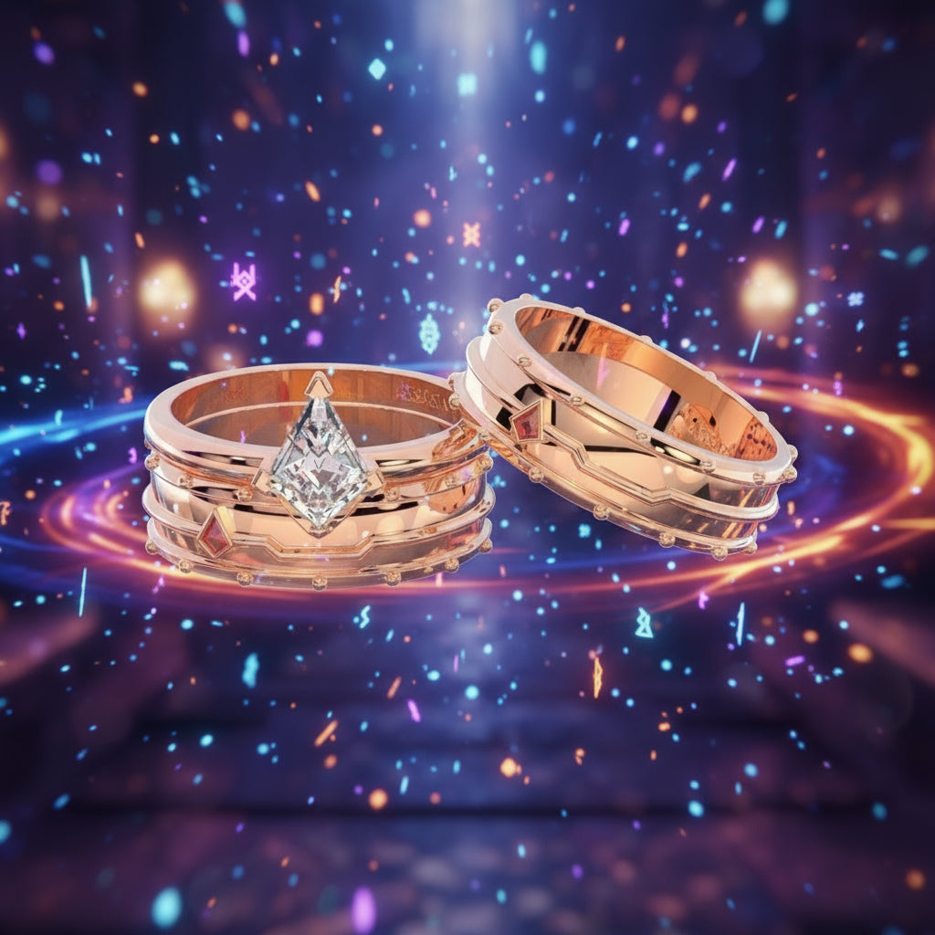 Assassin's Promise Ring Set (Women)- 14k Yellow Gold Video Game Inspired Rings