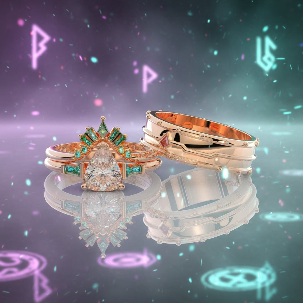 Assasin's Romance Engagement Ring- 14k Yellow Gold Video Game Inspired Rings