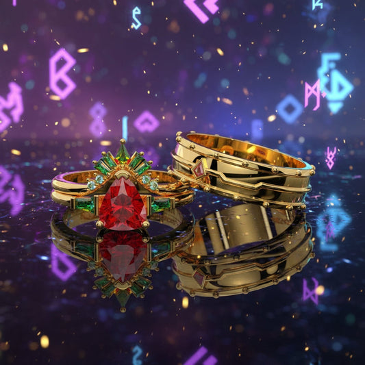 Assasin's Romance Engagement Ring- 14k Yellow Gold Video Game Inspired Rings