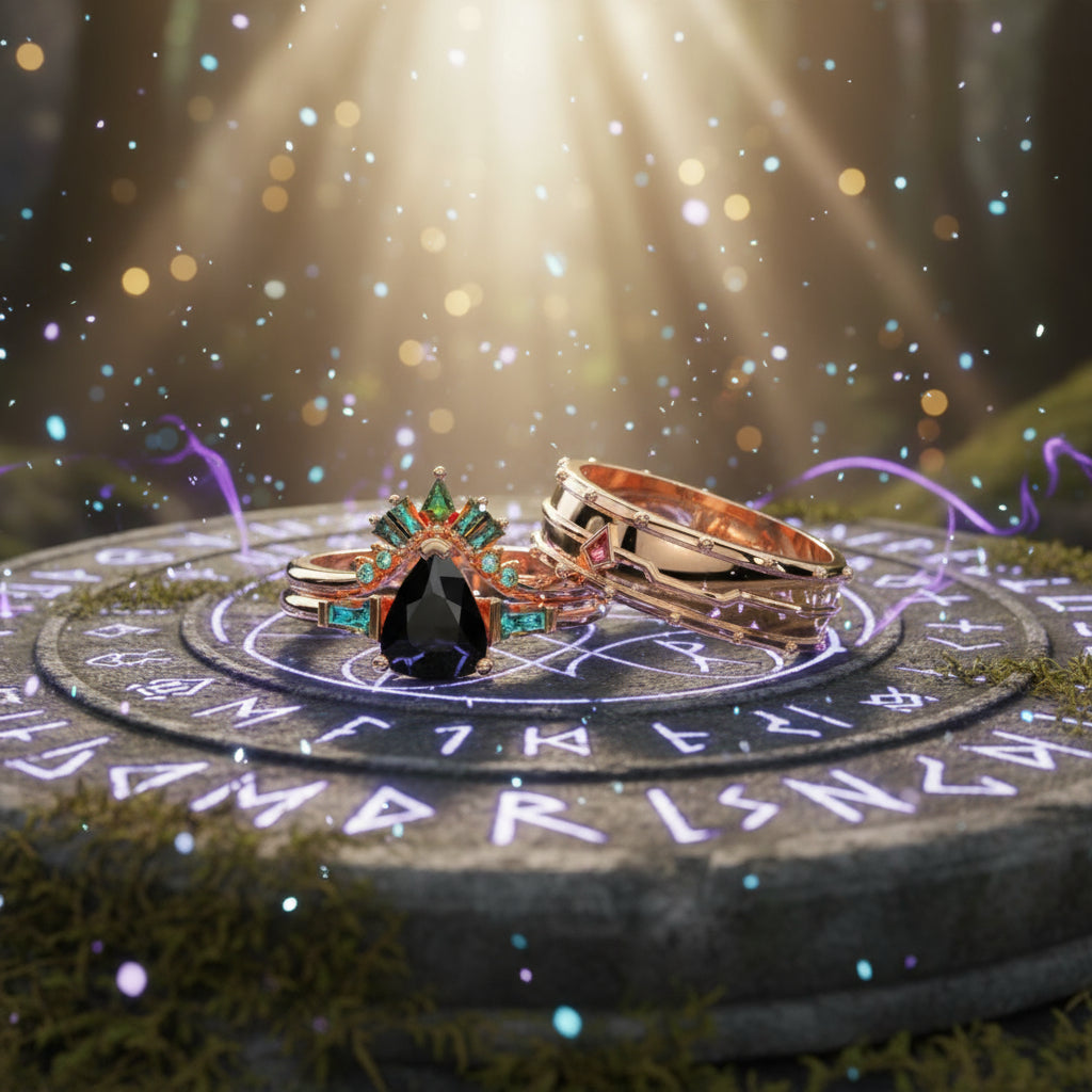 Assasin's Romance Engagement Ring- 14k Yellow Gold Video Game Inspired Rings