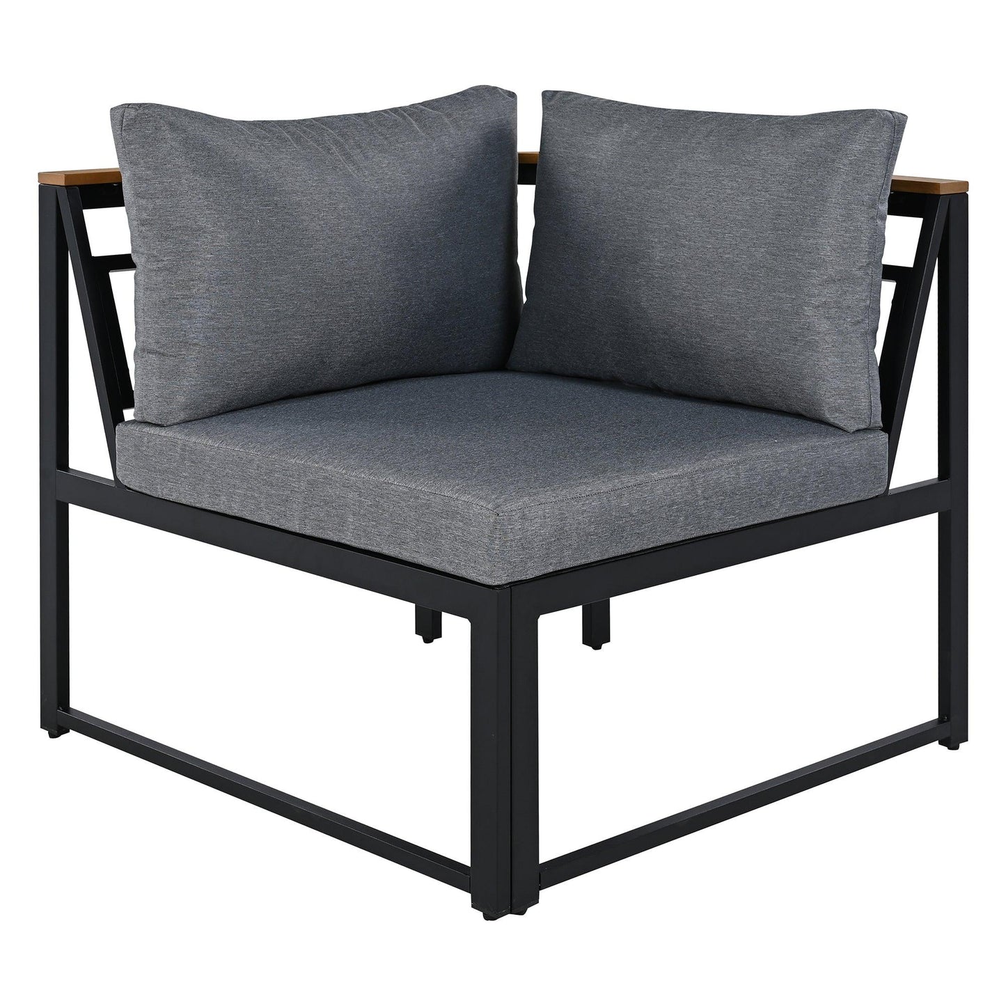 Patio Furniture Set with Loveseats, 4 Pieces Outdoor Sofa Set with Waterproof Cushions, Durable Iron-Wood Design for Garden, Backyard, Poolside