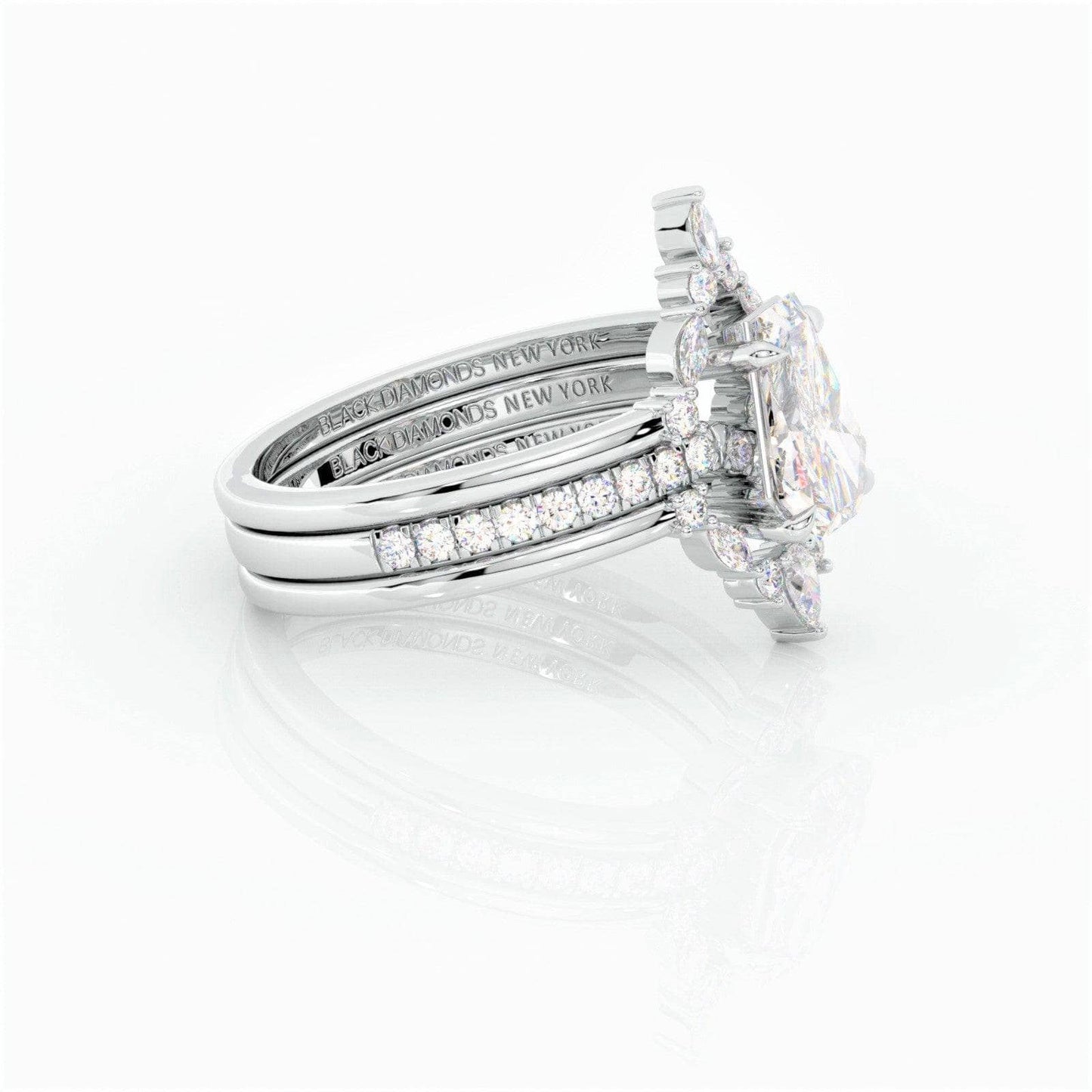 Be Mine Forever- Radiant Coffin Cut Diamond Gothic Wedding Ring