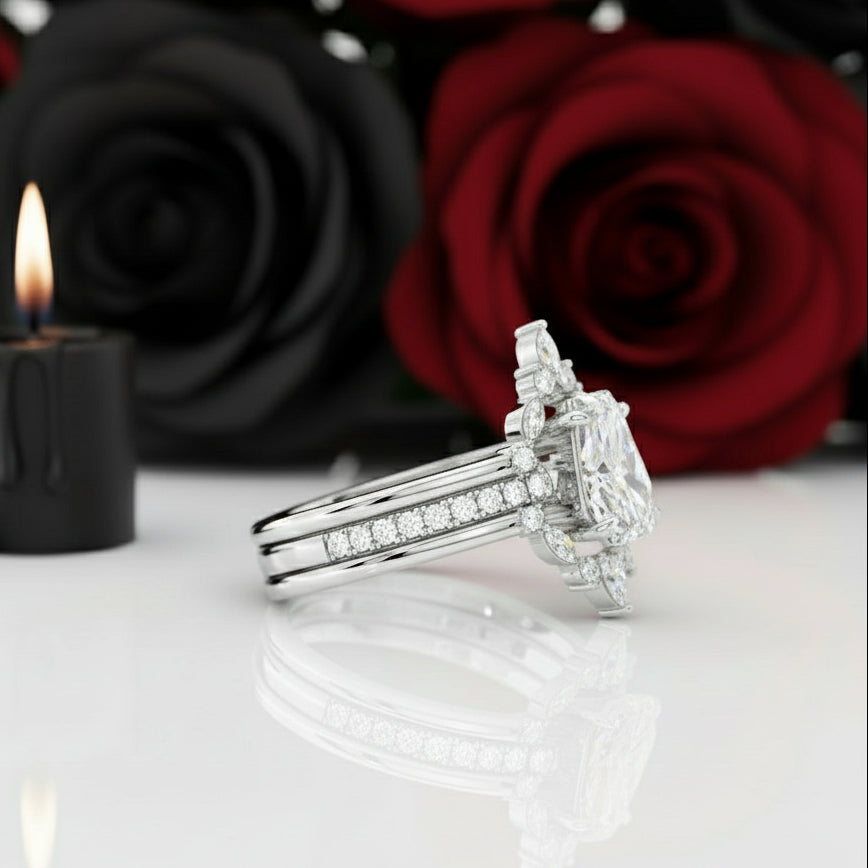 Be Mine Forever- Radiant Coffin Cut Diamond Gothic Wedding Ring