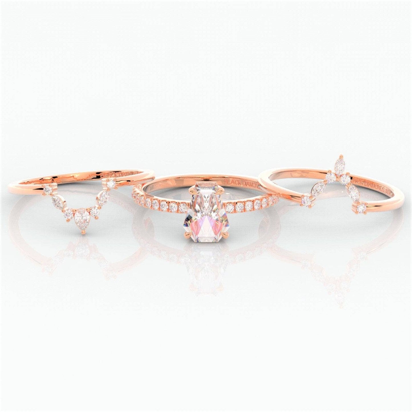 Be Mine Forever- Radiant Coffin Cut Diamond Gothic Wedding Ring
