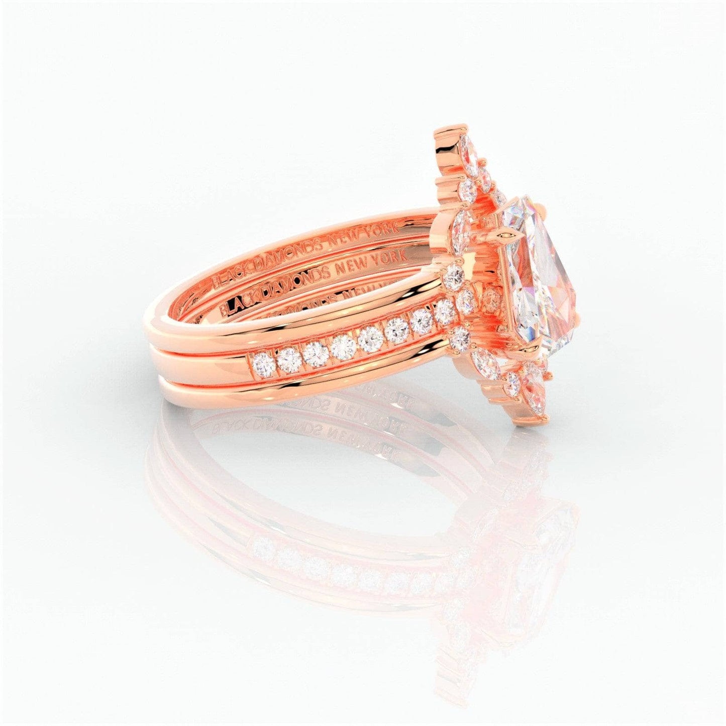 Be Mine Forever- Radiant Coffin Cut Diamond Gothic Wedding Ring