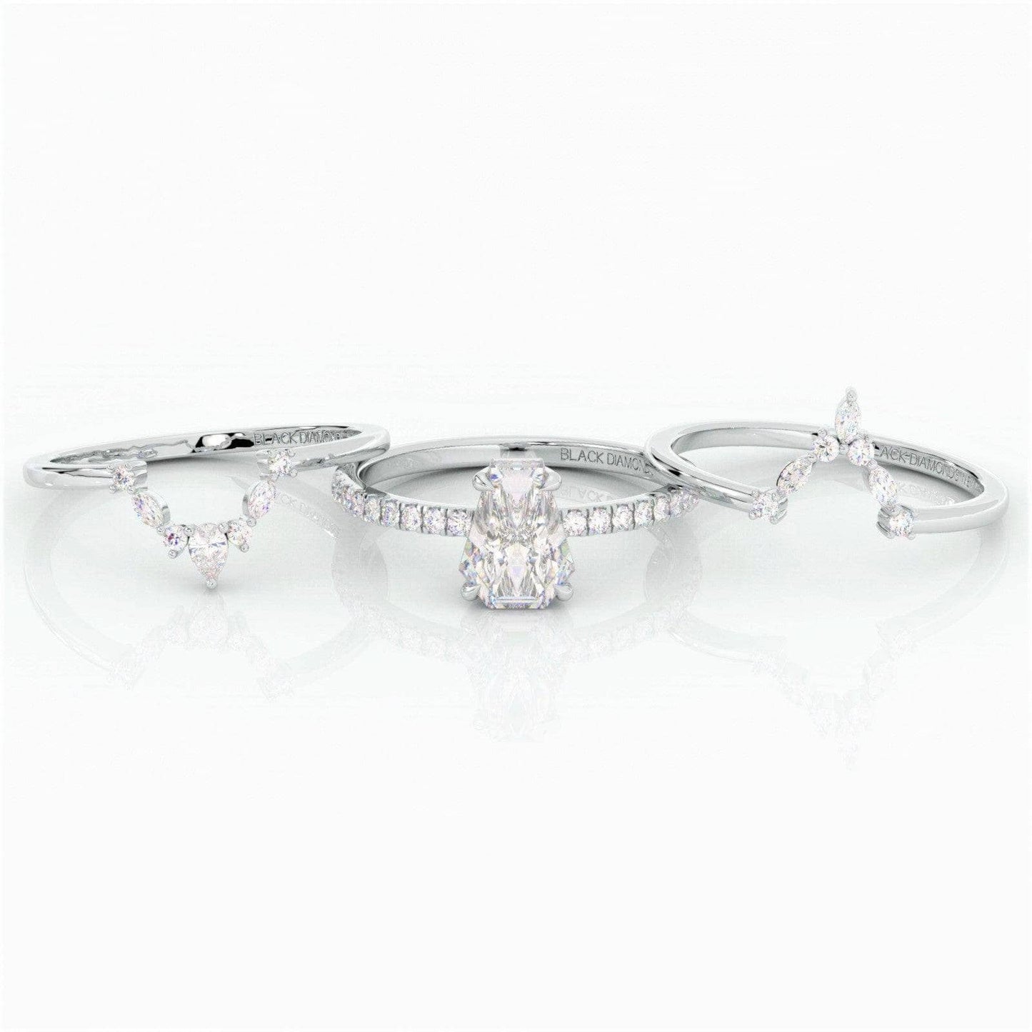Be Mine Forever- Radiant Coffin Cut Diamond Gothic Wedding Ring