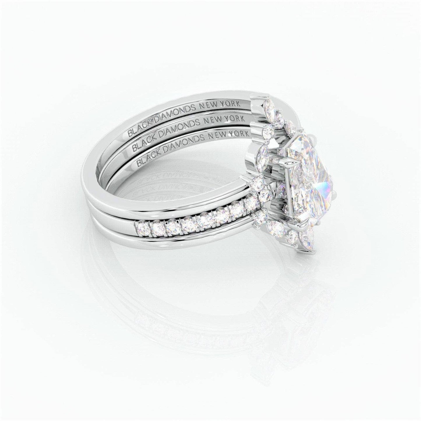 Be Mine Forever- Radiant Coffin Cut Diamond Gothic Wedding Ring