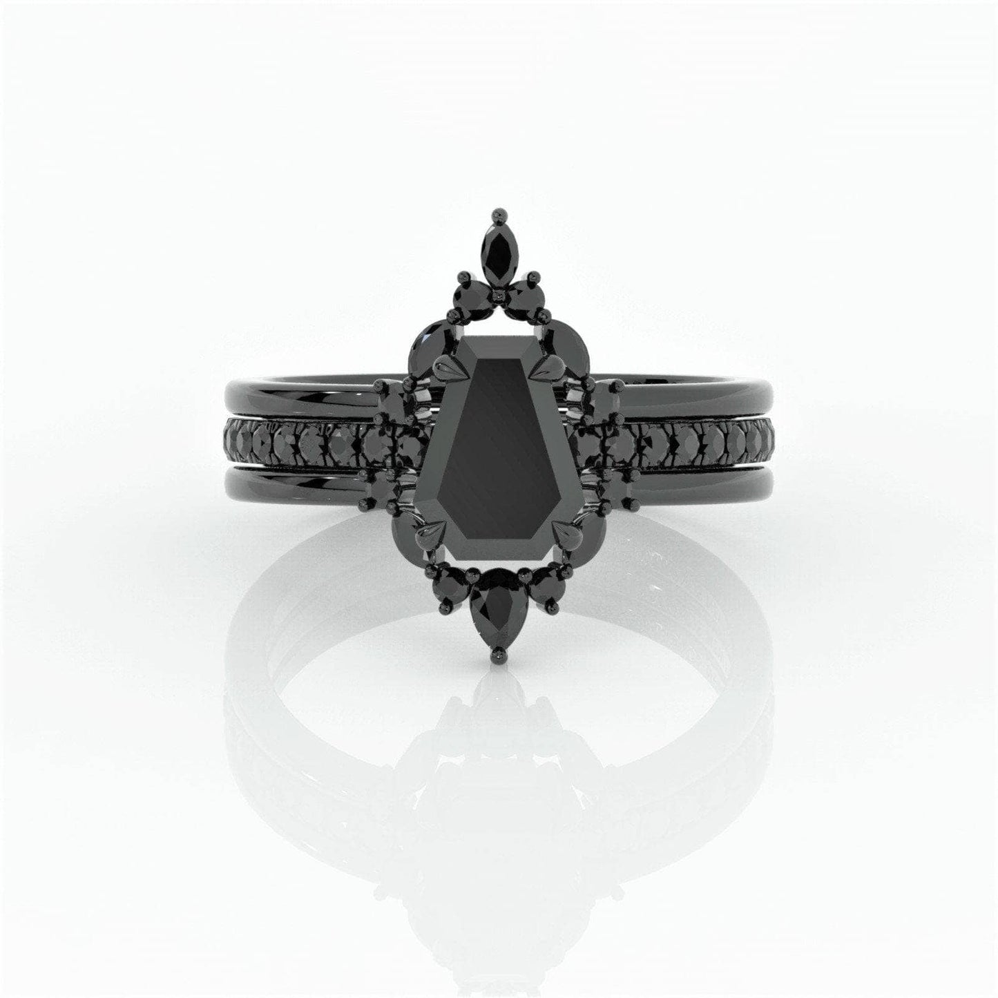 Be Mine Forever- Radiant Coffin Cut Diamond Gothic Wedding Ring