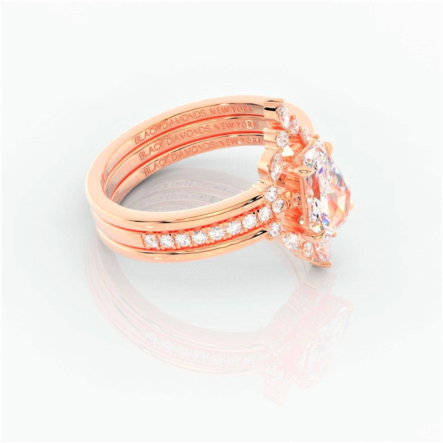 Be Mine Forever- Radiant Coffin Cut Diamond Gothic Wedding Ring