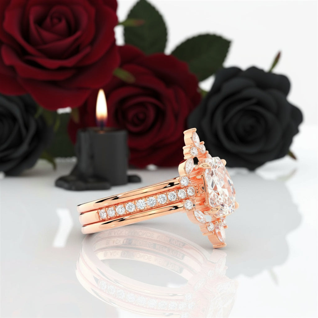 Be Mine Forever- Radiant Coffin Cut Diamond Gothic Wedding Ring