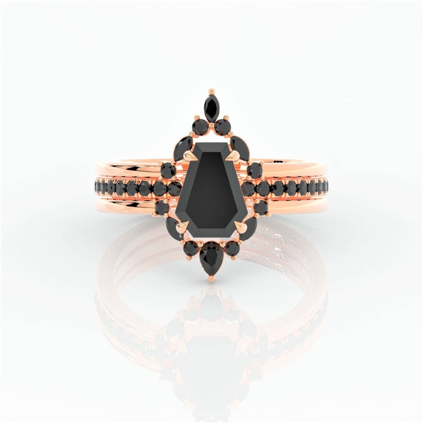 Be Mine Forever- Radiant Coffin Cut Diamond Gothic Wedding Ring