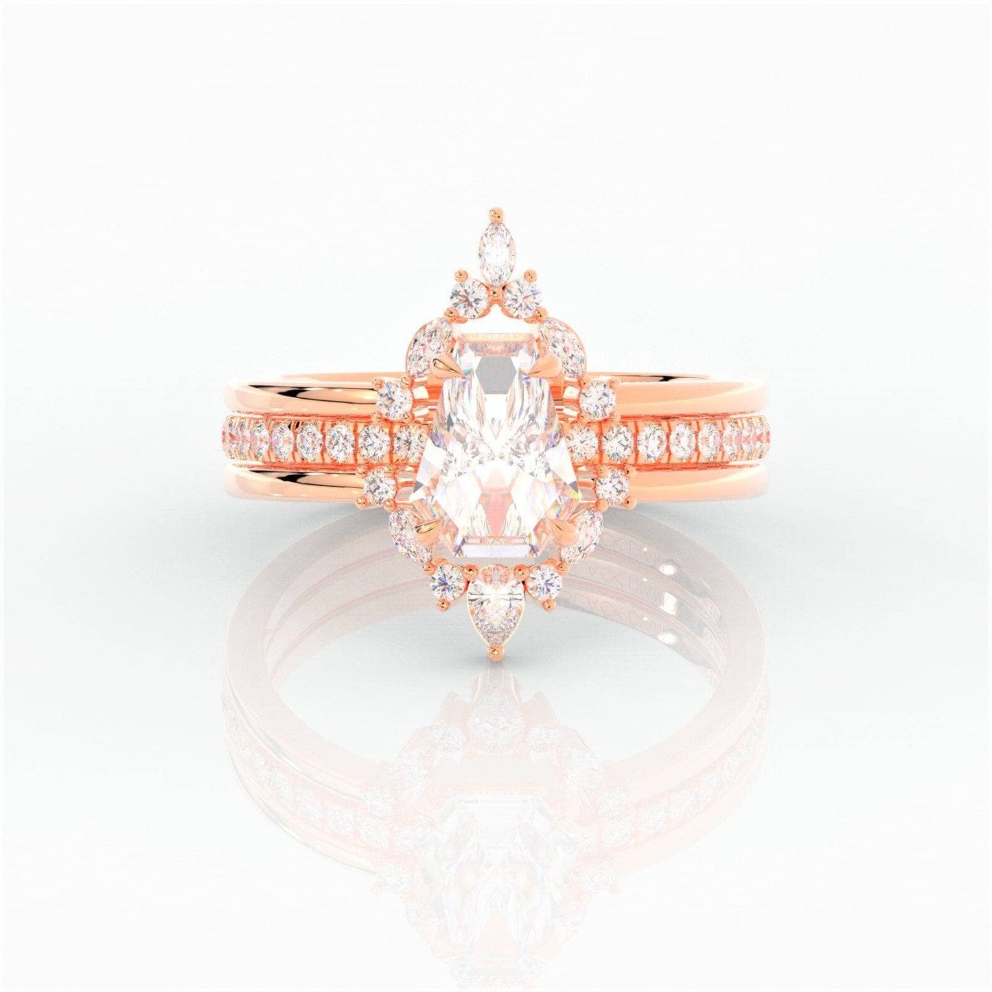 Be Mine Forever- Radiant Coffin Cut Diamond Gothic Wedding Ring