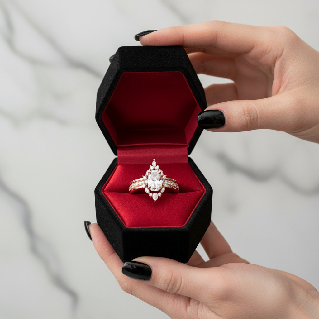 Be Mine Forever- Radiant Coffin Cut Diamond Gothic Wedding Ring