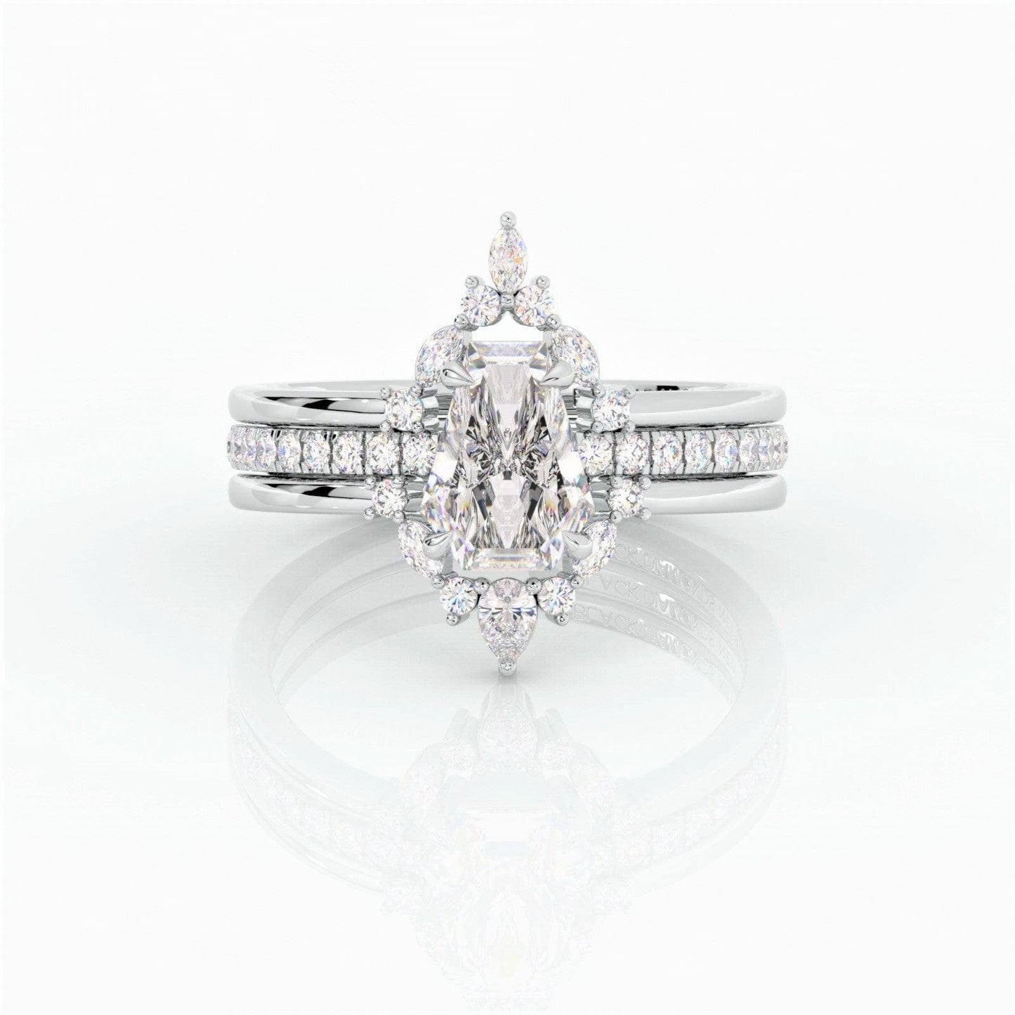 Be Mine Forever- Radiant Coffin Cut Diamond Gothic Wedding Ring