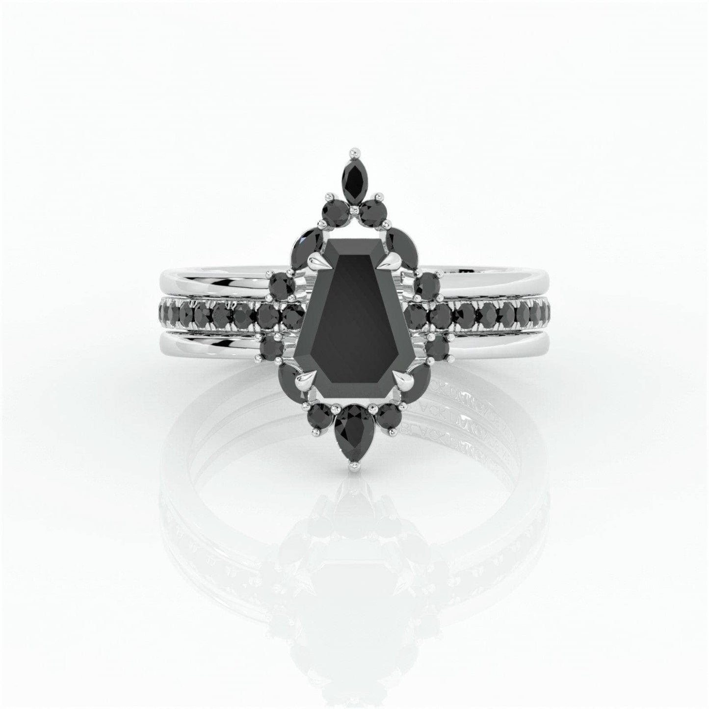 Be Mine Forever- Radiant Coffin Cut Diamond Gothic Wedding Ring