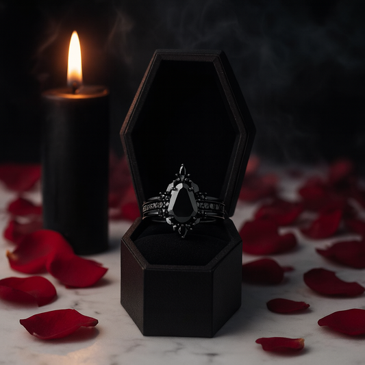 Be Mine Forever- Radiant Coffin Cut Diamond Gothic Wedding Ring
