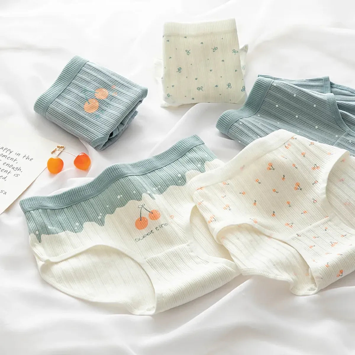 Cute Cartoon Bear Cotton Panties - Mid Waist Sexy Lingerie Set