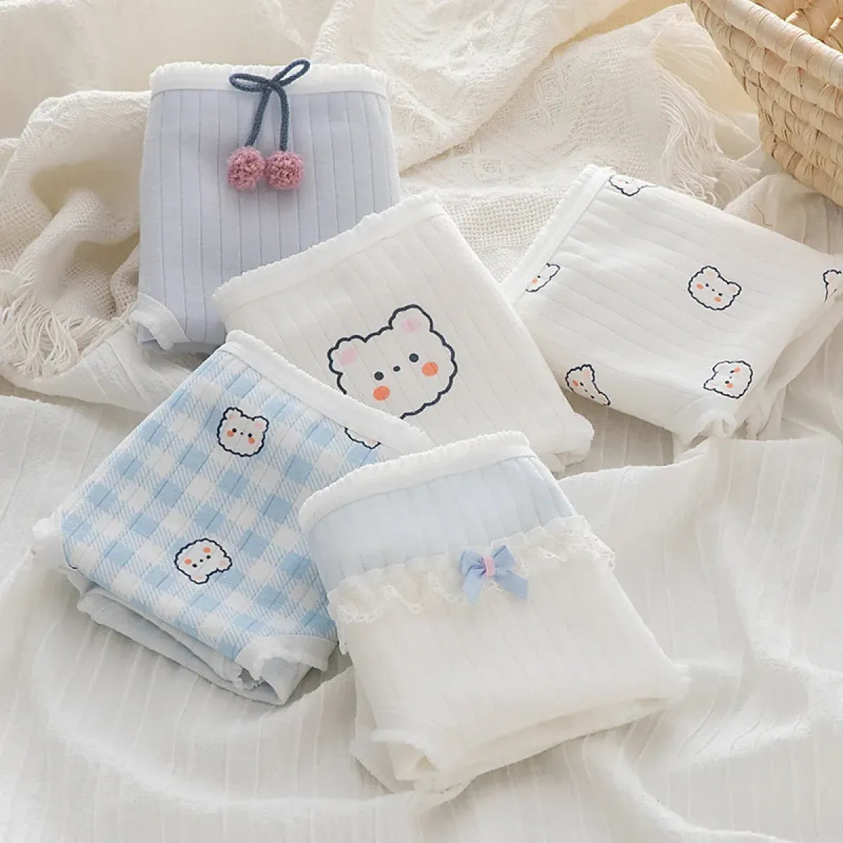 Cute Cartoon Bear Cotton Panties - Mid Waist Sexy Lingerie Set