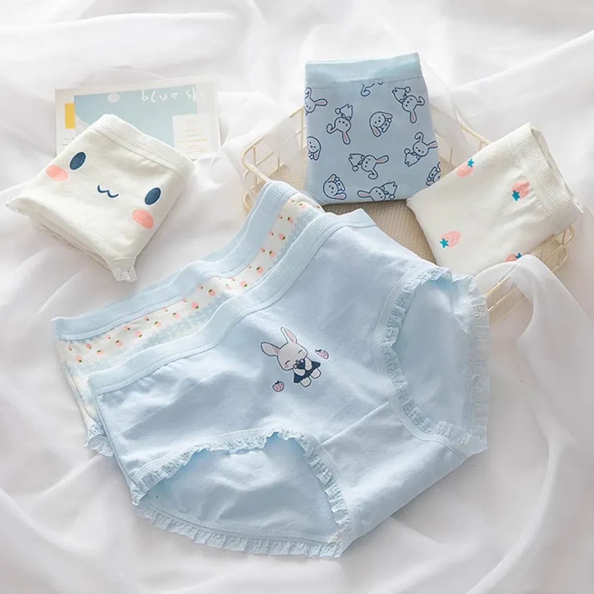 Cute Cartoon Bear Cotton Panties - Mid Waist Sexy Lingerie Set